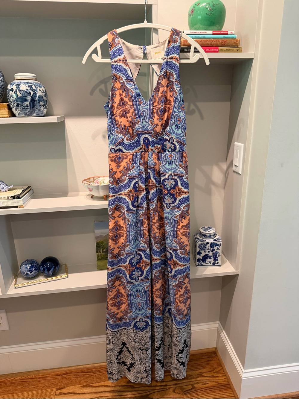 Maeve Blue and Orange Medallion Maxi Dress